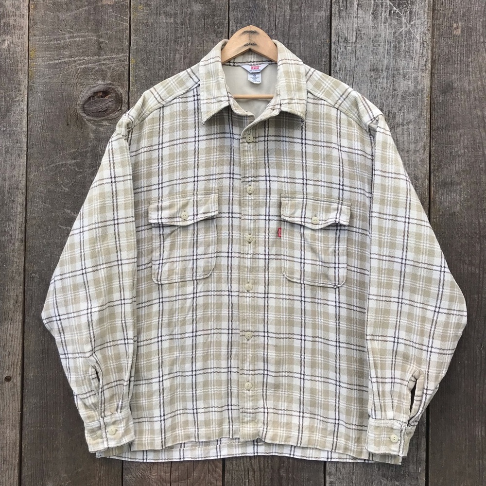 VTG 90s Levi's Dry Goods Oversized Casual Cotton Flannel Shirt Medium